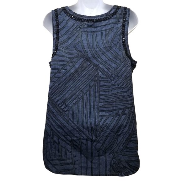 CAbi 3334 S Top Sleeveless Beaded Tank Blue Striped Business Career - Picture 5 of 6